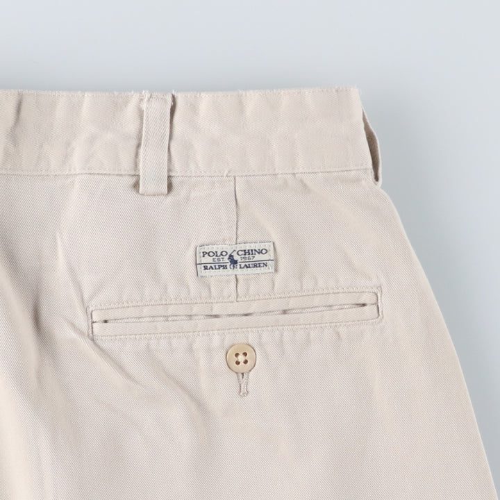 Ralph Lauren Polo Ralph Lauren Two-Pleat Chino Pants, Made in Mexico, Men's Size W34 (approx.) cotton ivory Vintage Second Hand