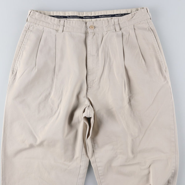 Ralph Lauren Polo Ralph Lauren Two-Pleat Chino Pants, Made in Mexico, Men's Size W34 (approx.) cotton ivory Vintage Second Hand