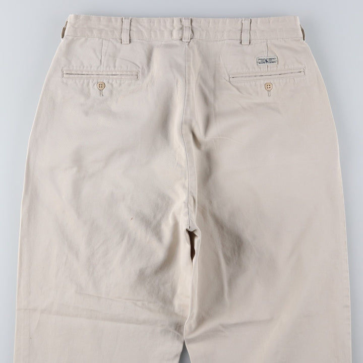 Ralph Lauren Polo Ralph Lauren Two-Pleat Chino Pants, Made in Mexico, Men's Size W34 (approx.) cotton ivory Vintage Second Hand