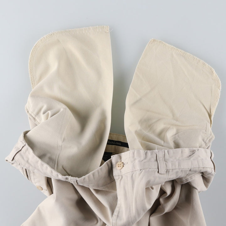 Ralph Lauren Polo Ralph Lauren Two-Pleat Chino Pants, Made in Mexico, Men's Size W34 (approx.) cotton ivory Vintage Second Hand