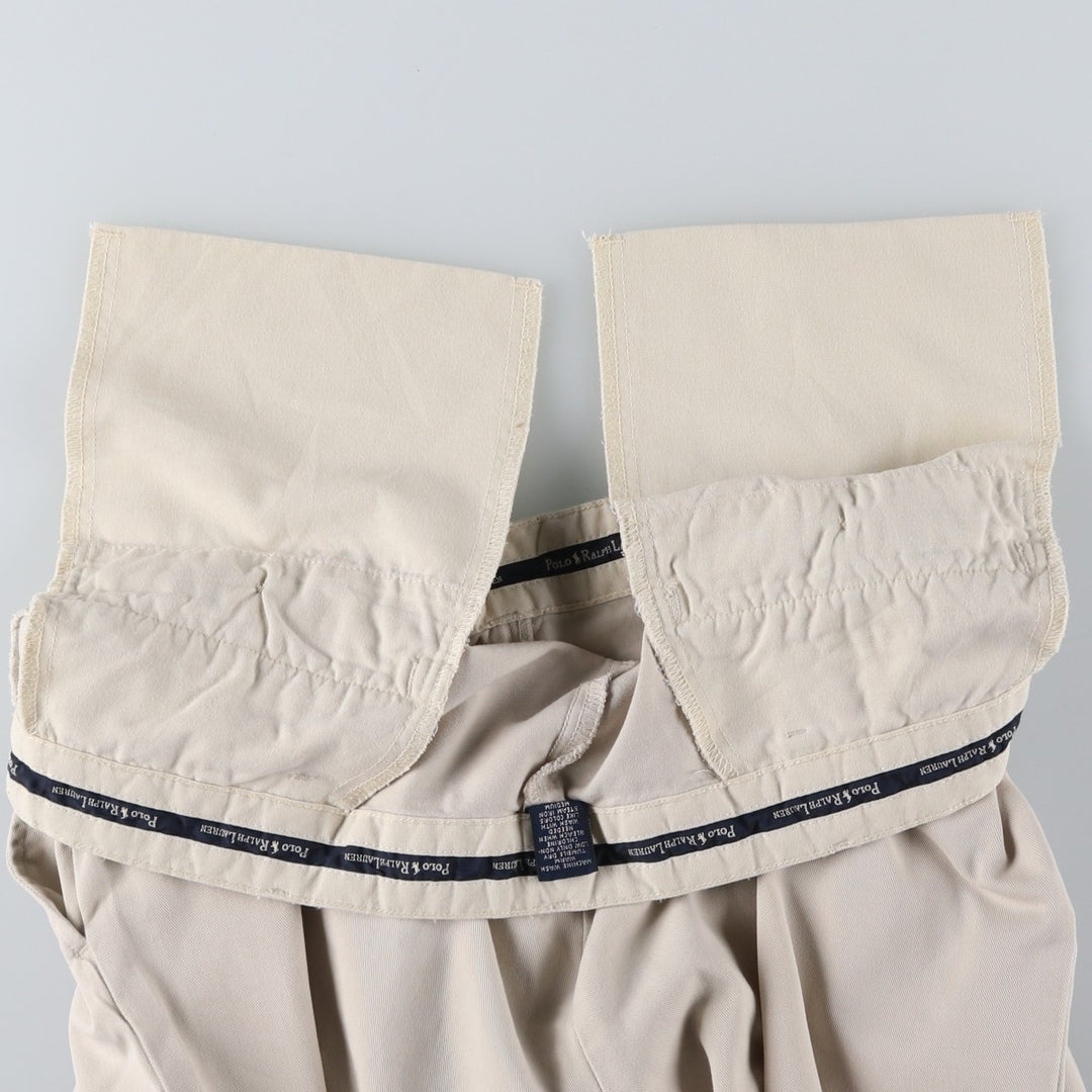 Ralph Lauren Polo Ralph Lauren Two-Pleat Chino Pants, Made in Mexico, Men's Size W34 (approx.) cotton ivory Vintage Second Hand