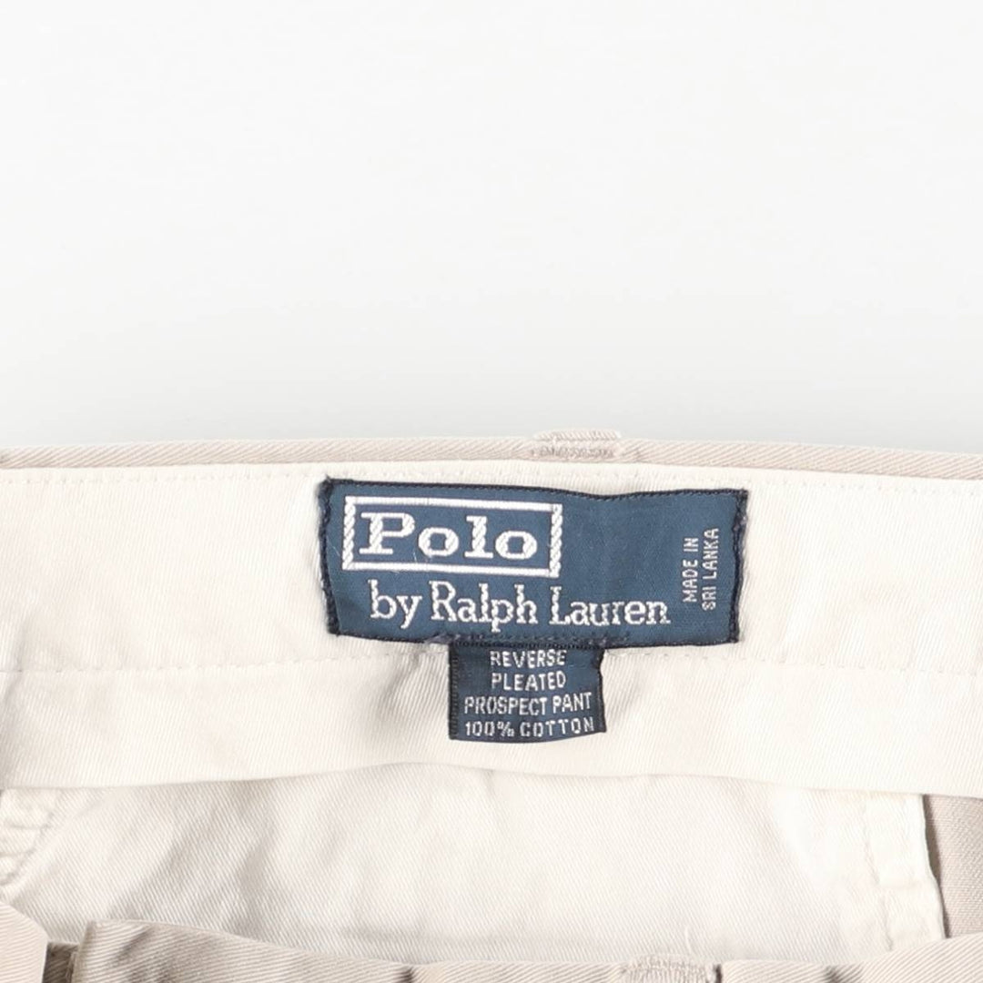 Ralph Lauren POLO by Ralph Lauren REVERSE PLEATED PROSPECT PANT Two-pleat Chino Pants Men's W34 cotton Beige type Vintage Second Hand