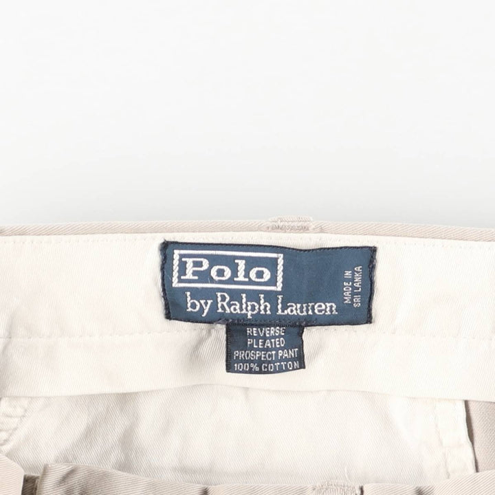 Ralph Lauren POLO by Ralph Lauren REVERSE PLEATED PROSPECT PANT Two-pleat Chino Pants Men's W34 cotton Beige type Vintage Second Hand