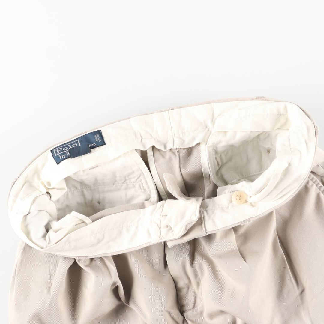 Ralph Lauren POLO by Ralph Lauren REVERSE PLEATED PROSPECT PANT Two-pleat Chino Pants Men's W34 cotton Beige type Vintage Second Hand
