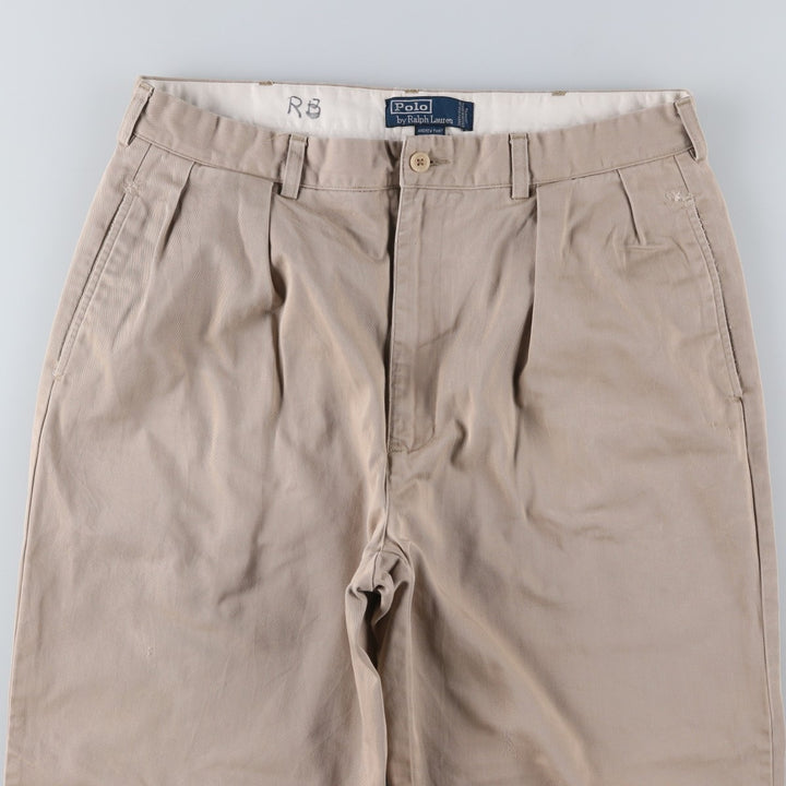 Ralph Lauren POLO by Ralph Lauren Two-pleat Chino Pants for Men, W35 cotton Beige type Vintage Second Hand