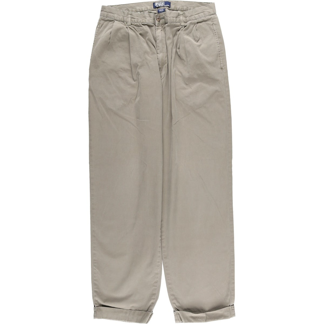 Ralph Lauren POLO by Ralph Lauren HAMMOND PANT, two-pleat chino pants, men's, W33 equivalent cotton gray type Vintage Second Hand