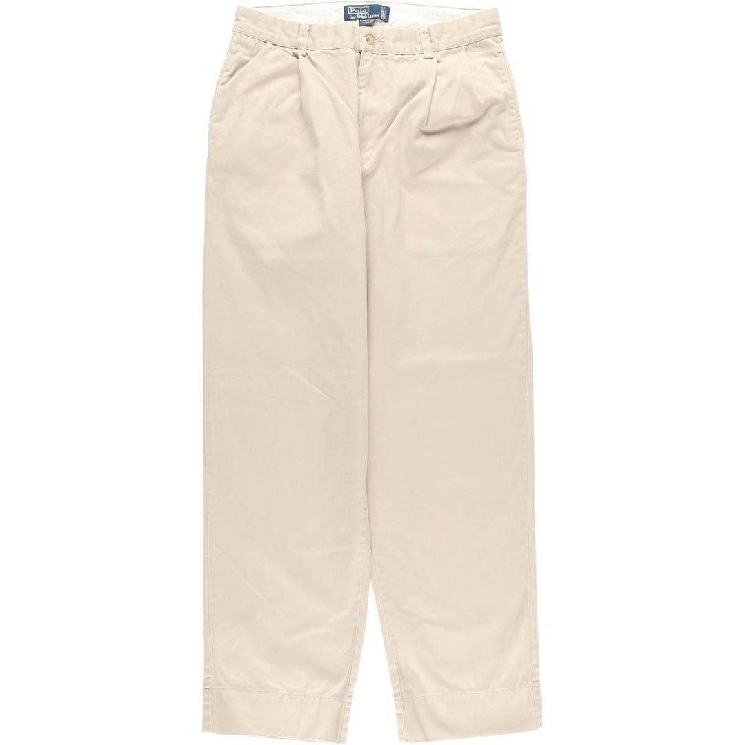 Ralph Lauren POLO by Ralph Lauren HAMMOND PANT, two-pleat chino pants, men's, W32 equivalent cotton Beige type Vintage Second Hand