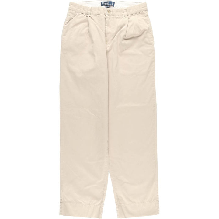 Ralph Lauren POLO by Ralph Lauren HAMMOND PANT, two-pleat chino pants, men's, W32 equivalent cotton Beige type Vintage Second Hand