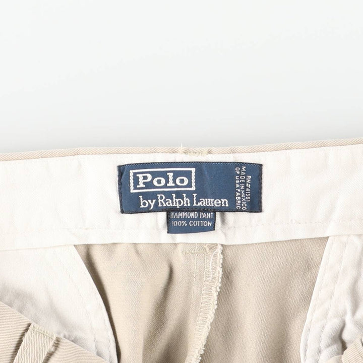 Ralph Lauren POLO by Ralph Lauren HAMMOND PANT, two-pleat chino pants, men's, W32 equivalent cotton Beige type Vintage Second Hand