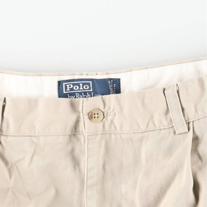 Ralph Lauren POLO by Ralph Lauren HAMMOND PANT, two-pleat chino pants, men's, W32 equivalent cotton Beige type Vintage Second Hand
