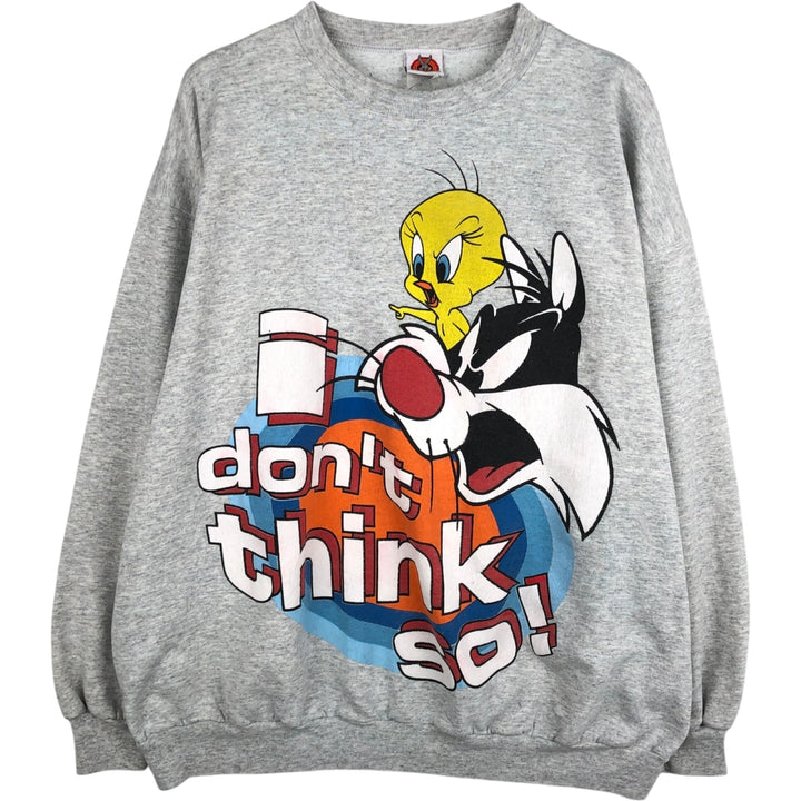 Big size 90'S Looney Tunes character sweatshirt/trainer, women's size XXXXL equivalent. cotton gray type Vintage Second Hand