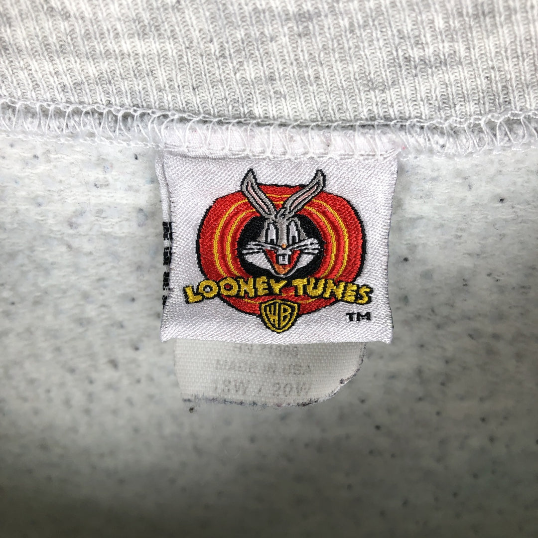 Big size 90'S Looney Tunes character sweatshirt/trainer, women's size XXXXL equivalent. cotton gray type Vintage Second Hand
