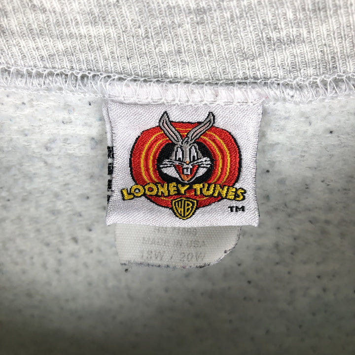 Big size 90'S Looney Tunes character sweatshirt/trainer, women's size XXXXL equivalent. cotton gray type Vintage Second Hand