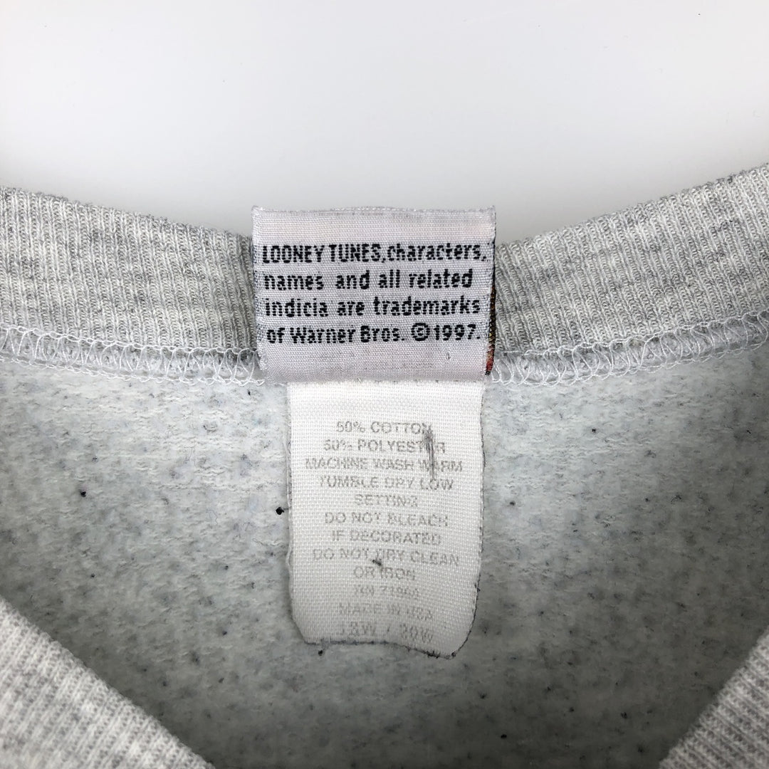 Big size 90'S Looney Tunes character sweatshirt/trainer, women's size XXXXL equivalent. cotton gray type Vintage Second Hand