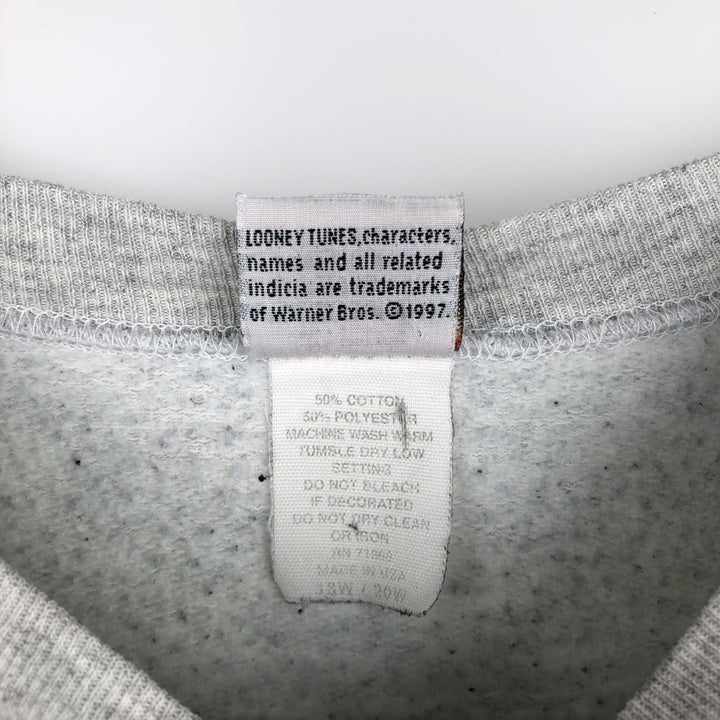 Big size 90'S Looney Tunes character sweatshirt/trainer, women's size XXXXL equivalent. cotton gray type Vintage Second Hand