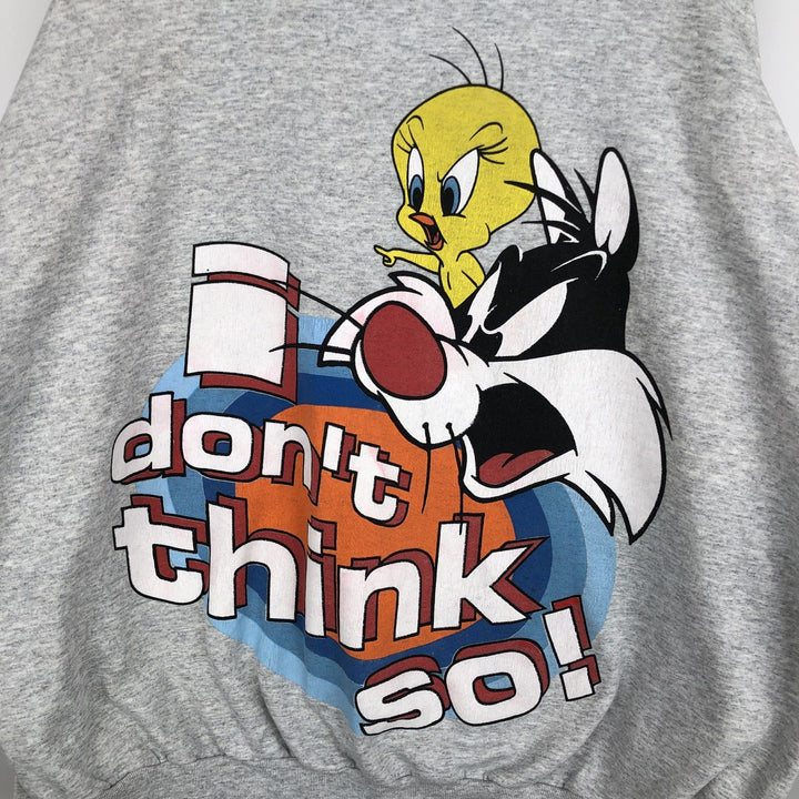 Big size 90'S Looney Tunes character sweatshirt/trainer, women's size XXXXL equivalent. cotton gray type Vintage Second Hand