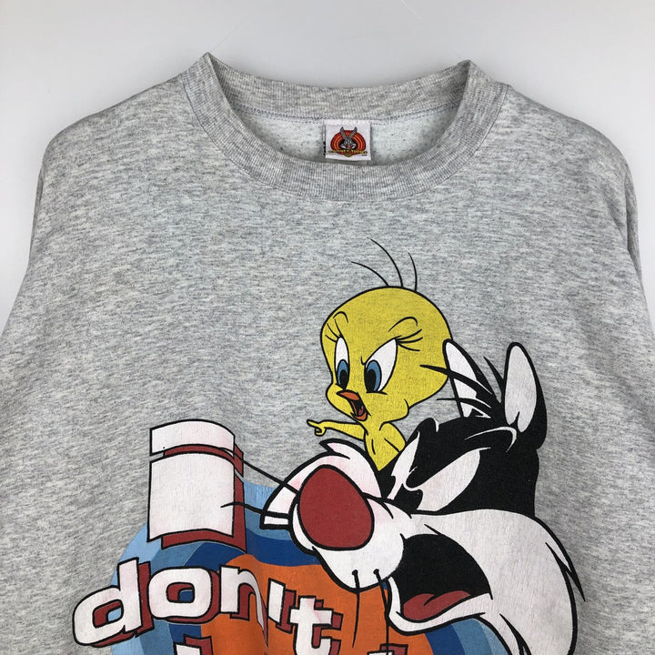 Big size 90'S Looney Tunes character sweatshirt/trainer, women's size XXXXL equivalent. cotton gray type Vintage Second Hand