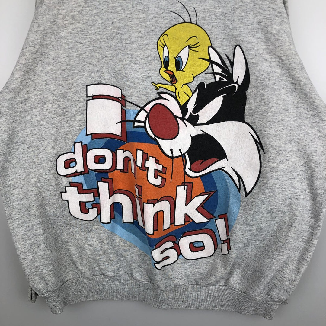 Big size 90'S Looney Tunes character sweatshirt/trainer, women's size XXXXL equivalent. cotton gray type Vintage Second Hand