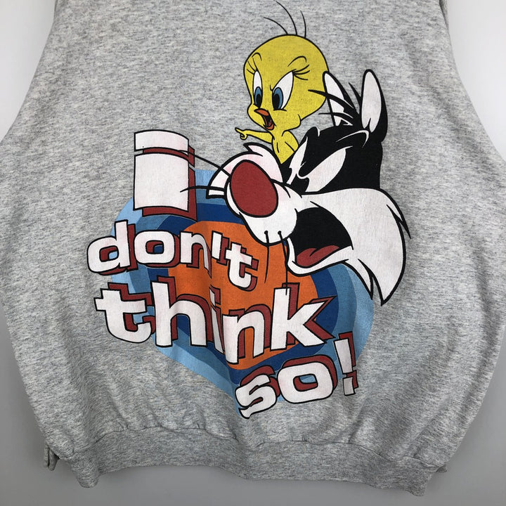 Big size 90'S Looney Tunes character sweatshirt/trainer, women's size XXXXL equivalent. cotton gray type Vintage Second Hand