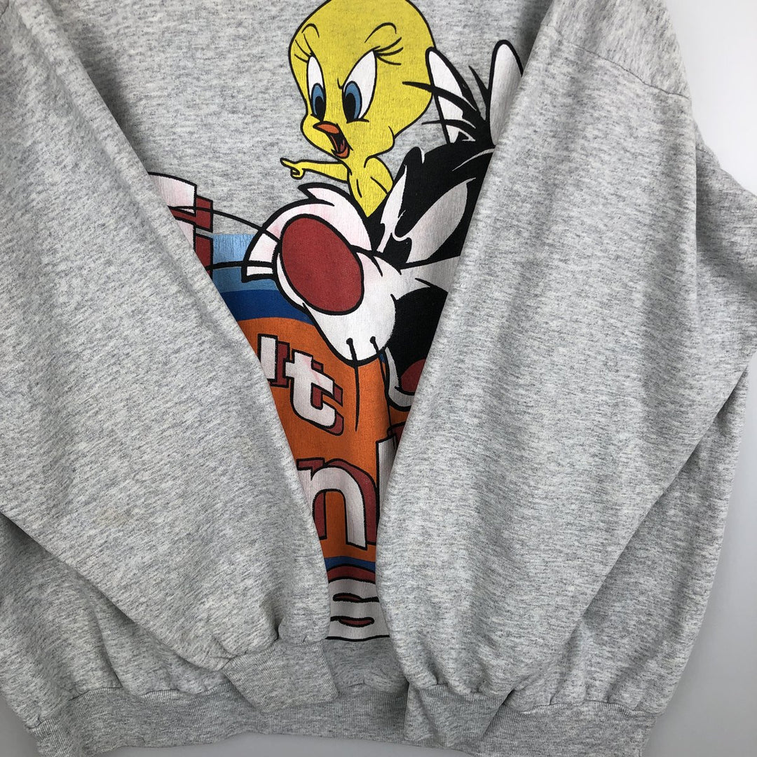 Big size 90'S Looney Tunes character sweatshirt/trainer, women's size XXXXL equivalent. cotton gray type Vintage Second Hand