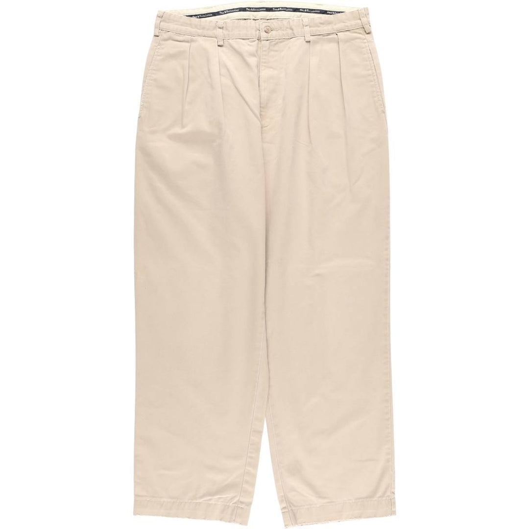 Ralph Lauren Polo Ralph Lauren Two-Pleat Chino Pants, Made in USA, Men's Size W36 (approx.) cotton Beige type Vintage Second Hand