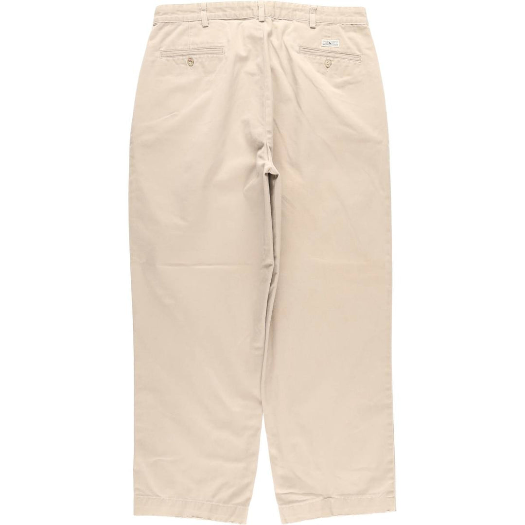 Ralph Lauren Polo Ralph Lauren Two-Pleat Chino Pants, Made in USA, Men's Size W36 (approx.) cotton Beige type Vintage Second Hand