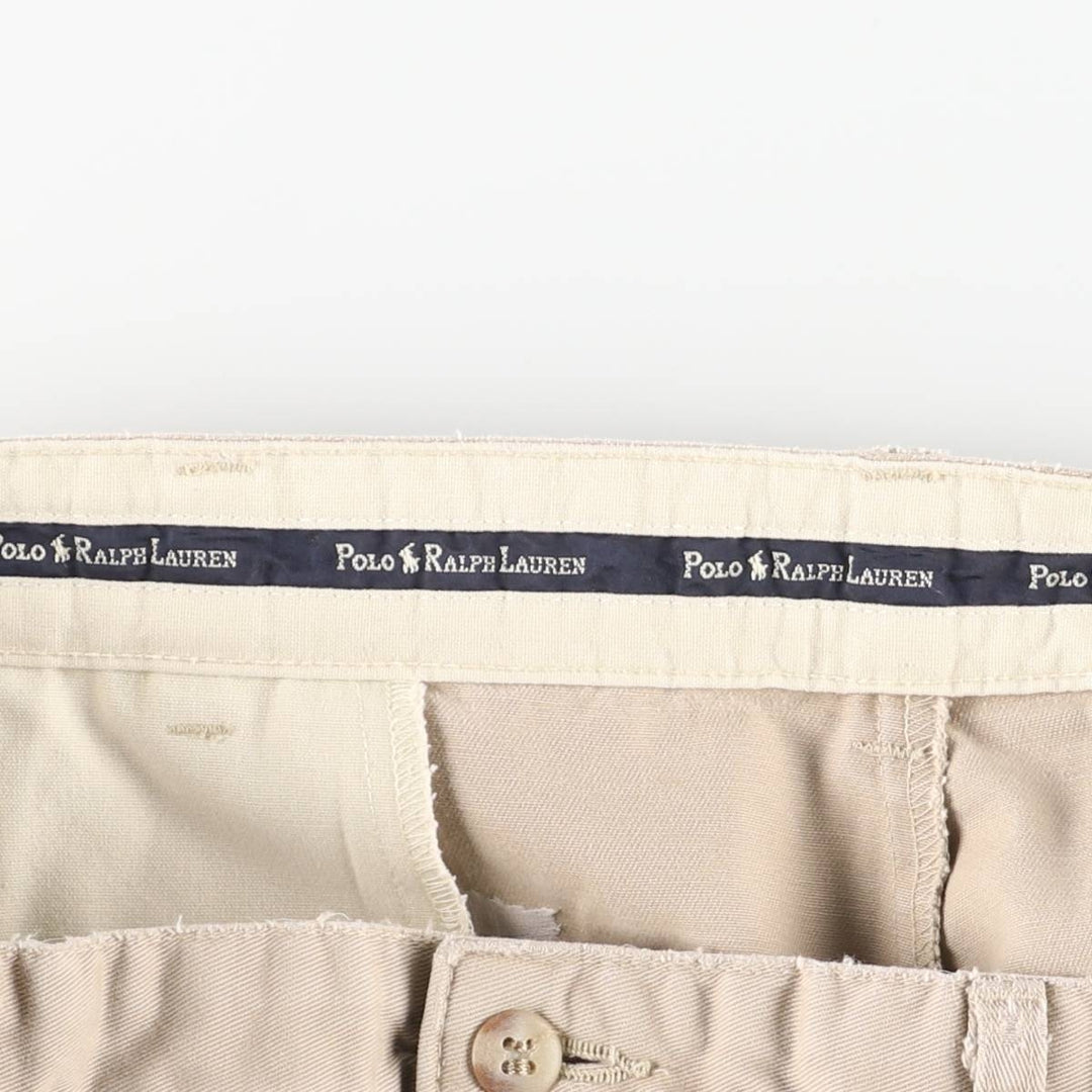 Ralph Lauren Polo Ralph Lauren Two-Pleat Chino Pants, Made in USA, Men's Size W36 (approx.) cotton Beige type Vintage Second Hand
