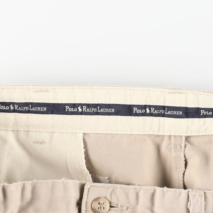 Ralph Lauren Polo Ralph Lauren Two-Pleat Chino Pants, Made in USA, Men's Size W36 (approx.) cotton Beige type Vintage Second Hand