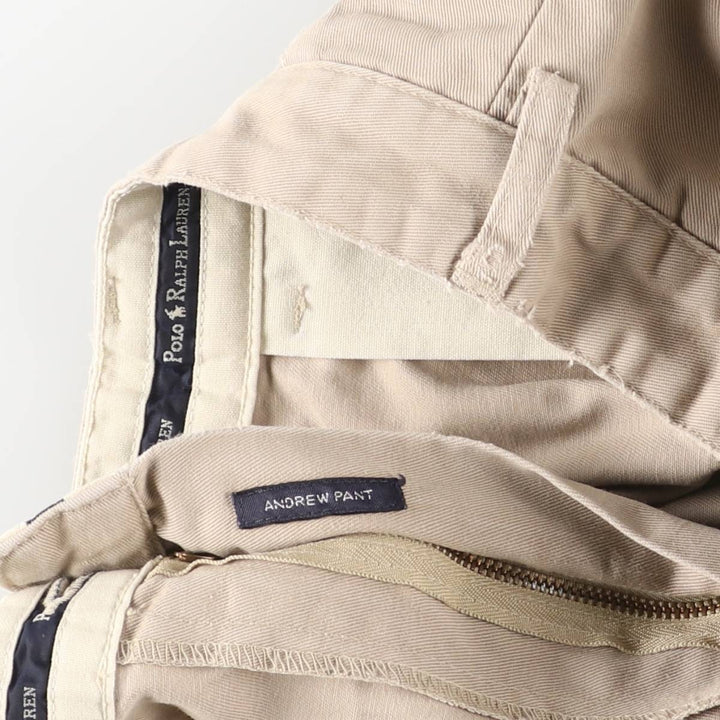 Ralph Lauren Polo Ralph Lauren Two-Pleat Chino Pants, Made in USA, Men's Size W36 (approx.) cotton Beige type Vintage Second Hand