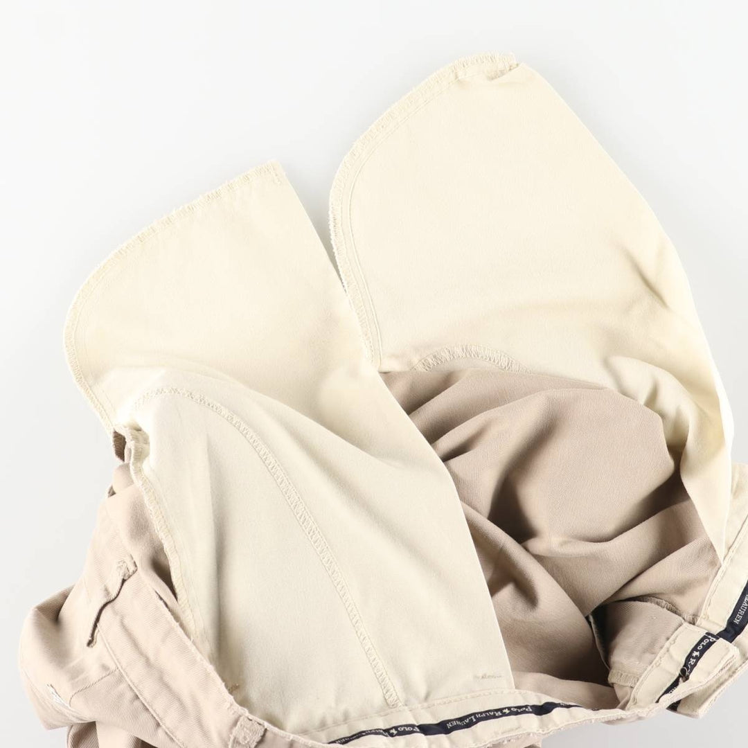 Ralph Lauren Polo Ralph Lauren Two-Pleat Chino Pants, Made in USA, Men's Size W36 (approx.) cotton Beige type Vintage Second Hand