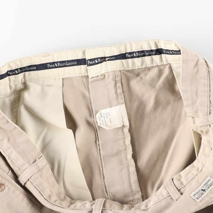 Ralph Lauren Polo Ralph Lauren Two-Pleat Chino Pants, Made in USA, Men's Size W36 (approx.) cotton Beige type Vintage Second Hand