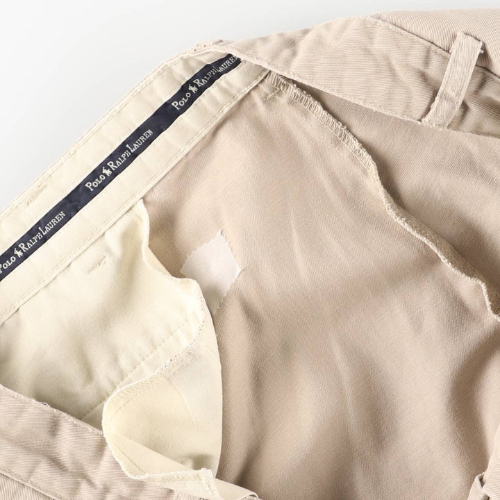 Ralph Lauren Polo Ralph Lauren Two-Pleat Chino Pants, Made in USA, Men's Size W36 (approx.) cotton Beige type Vintage Second Hand