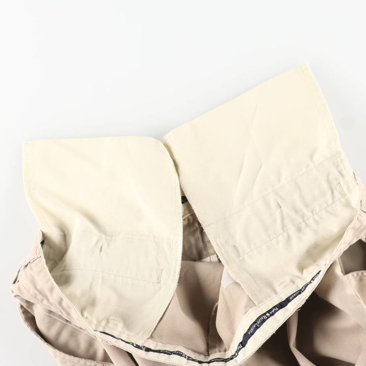 Ralph Lauren Polo Ralph Lauren Two-Pleat Chino Pants, Made in USA, Men's Size W36 (approx.) cotton Beige type Vintage Second Hand