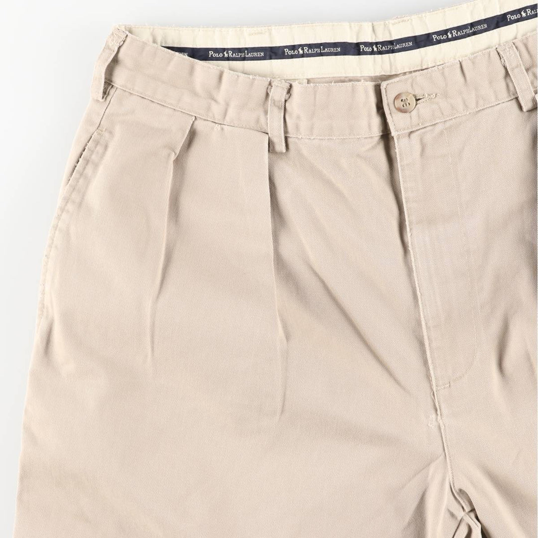 Ralph Lauren Polo Ralph Lauren Two-Pleat Chino Pants, Made in USA, Men's Size W36 (approx.) cotton Beige type Vintage Second Hand
