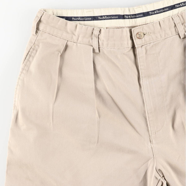 Ralph Lauren Polo Ralph Lauren Two-Pleat Chino Pants, Made in USA, Men's Size W36 (approx.) cotton Beige type Vintage Second Hand