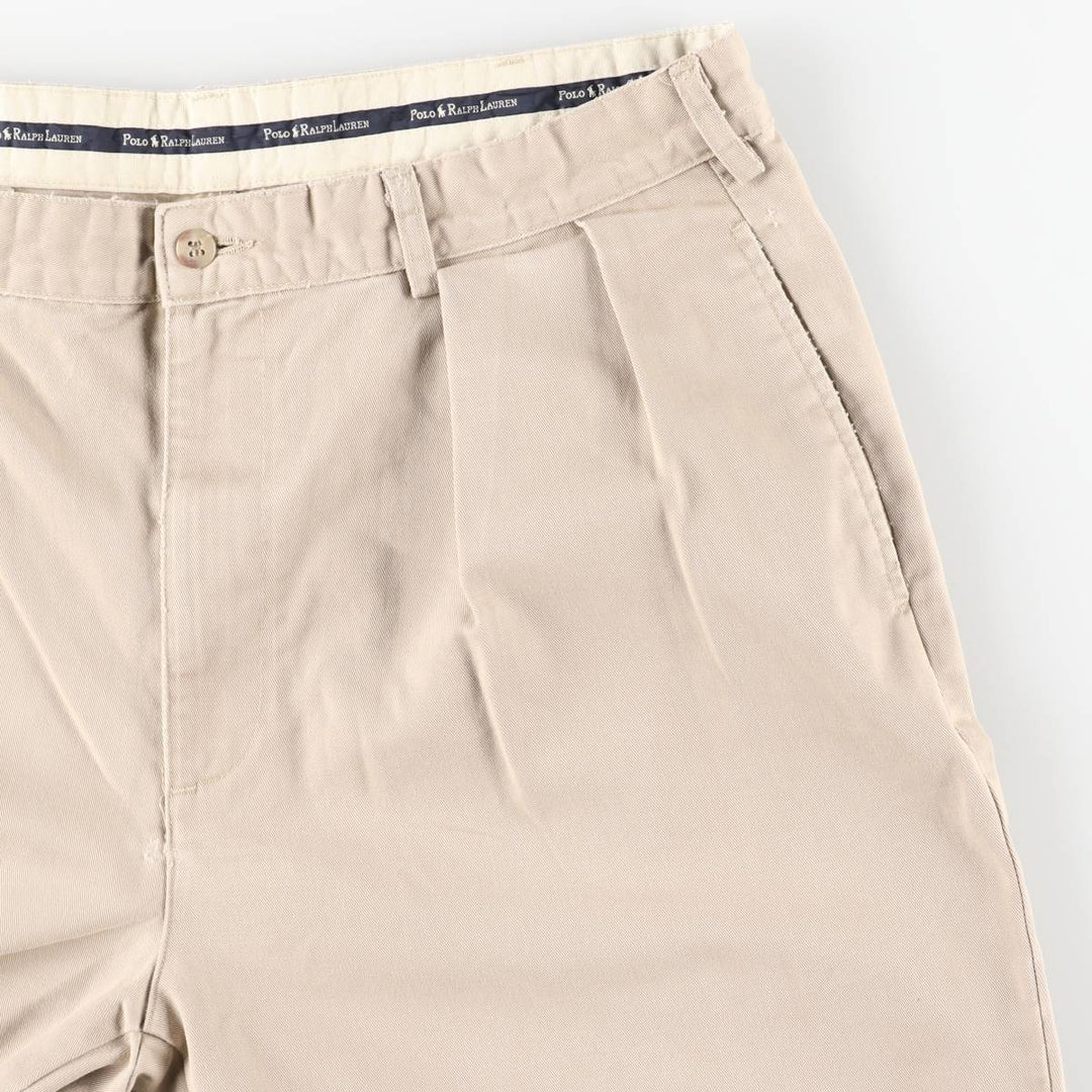 Ralph Lauren Polo Ralph Lauren Two-Pleat Chino Pants, Made in USA, Men's Size W36 (approx.) cotton Beige type Vintage Second Hand
