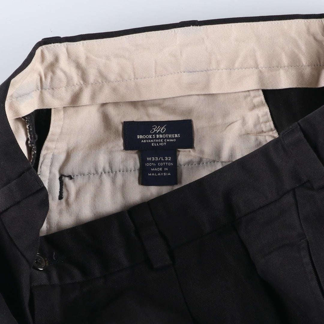 Brooks Brothers 346 Two-Pleat Chino Pants, Men's Size W32 (approx.) cotton black type Vintage Second Hand
