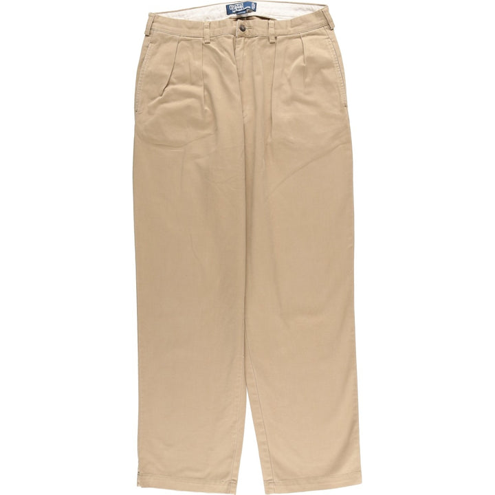 Ralph Lauren Polo by Ralph Lauren Two-Pleat Chino Pants, Men's Size W34 (approx.) cotton Beige type Vintage Second Hand