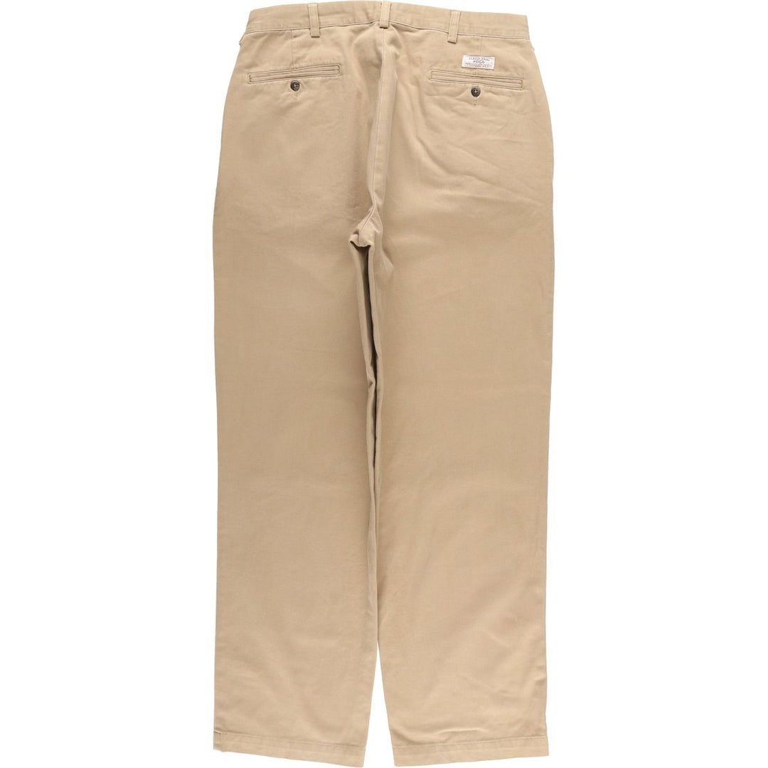Ralph Lauren Polo by Ralph Lauren Two-Pleat Chino Pants, Men's Size W34 (approx.) cotton Beige type Vintage Second Hand