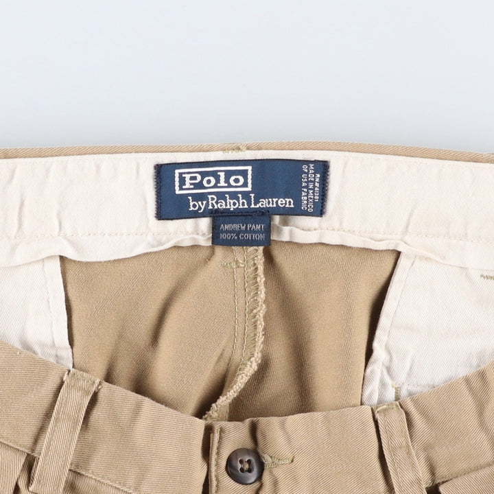 Ralph Lauren Polo by Ralph Lauren Two-Pleat Chino Pants, Men's Size W34 (approx.) cotton Beige type Vintage Second Hand