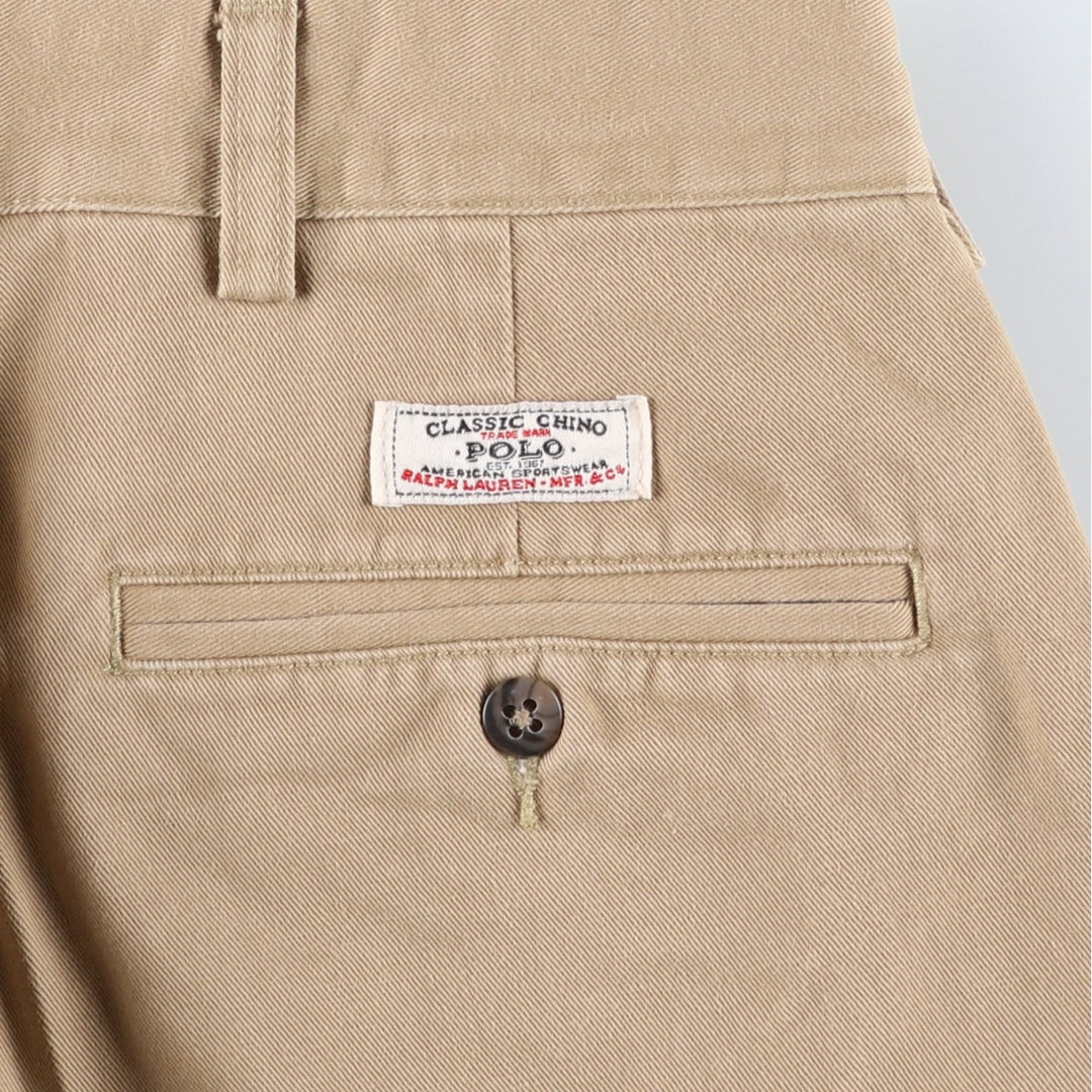 Ralph Lauren Polo by Ralph Lauren Two-Pleat Chino Pants, Men's Size W34 (approx.) cotton Beige type Vintage Second Hand