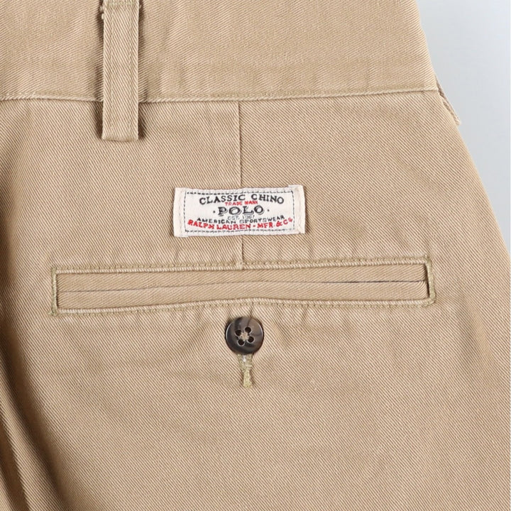 Ralph Lauren Polo by Ralph Lauren Two-Pleat Chino Pants, Men's Size W34 (approx.) cotton Beige type Vintage Second Hand
