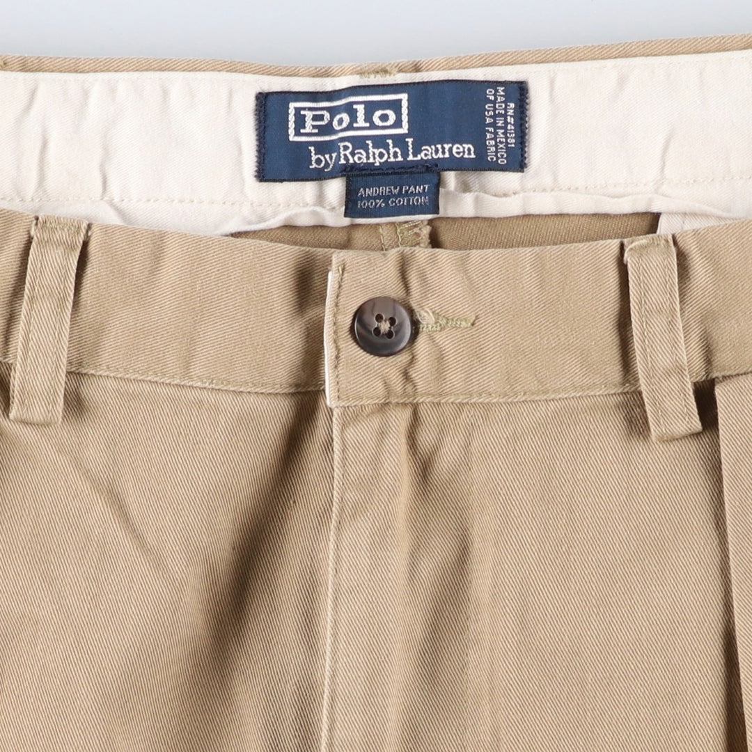 Ralph Lauren Polo by Ralph Lauren Two-Pleat Chino Pants, Men's Size W34 (approx.) cotton Beige type Vintage Second Hand