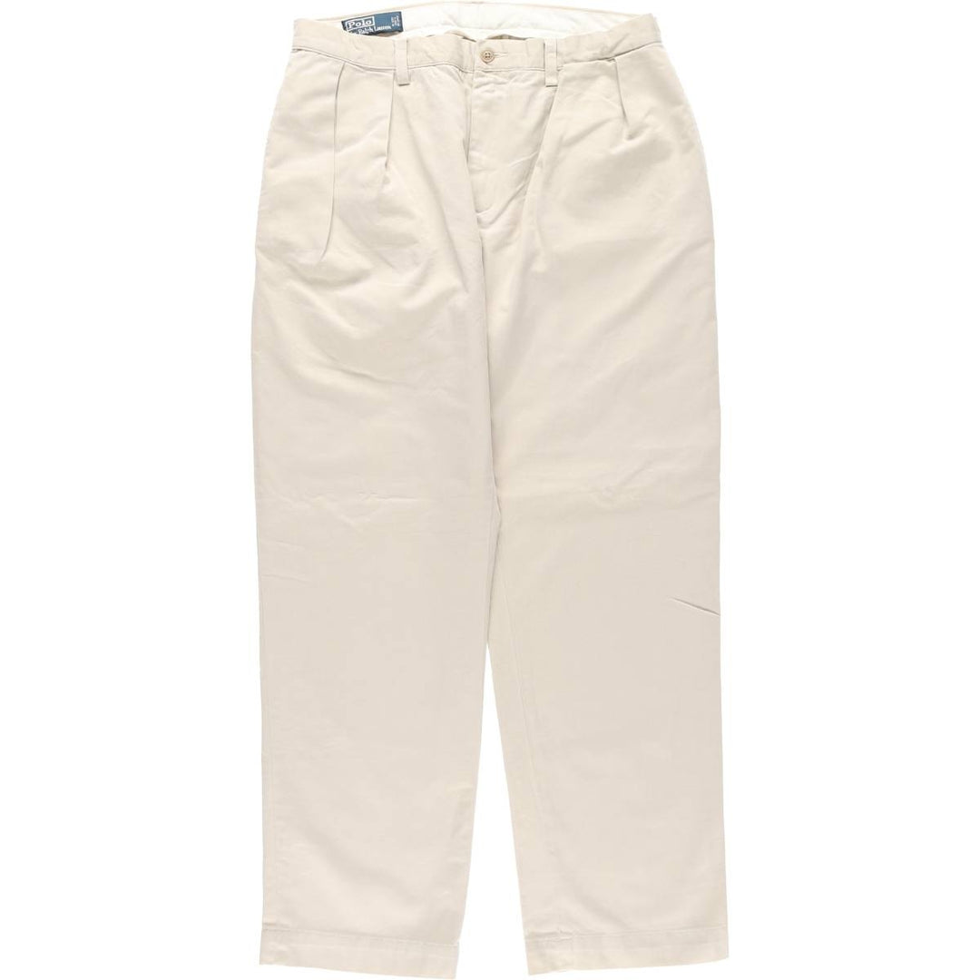 Ralph Lauren POLO by Ralph Lauren Two-pleat Chino Pants for Men, W32 equivalent cotton Beige type Vintage Second Hand