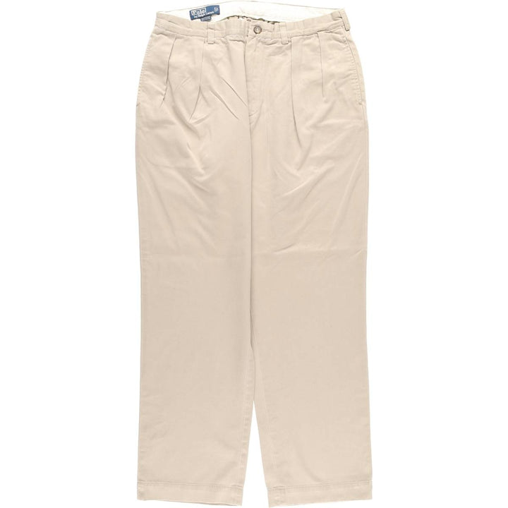 Ralph Lauren POLO by Ralph Lauren ANDREW PANT Two-pleat chino pants for men, equivalent to W34 cotton beige type brown Vintage Second Hand