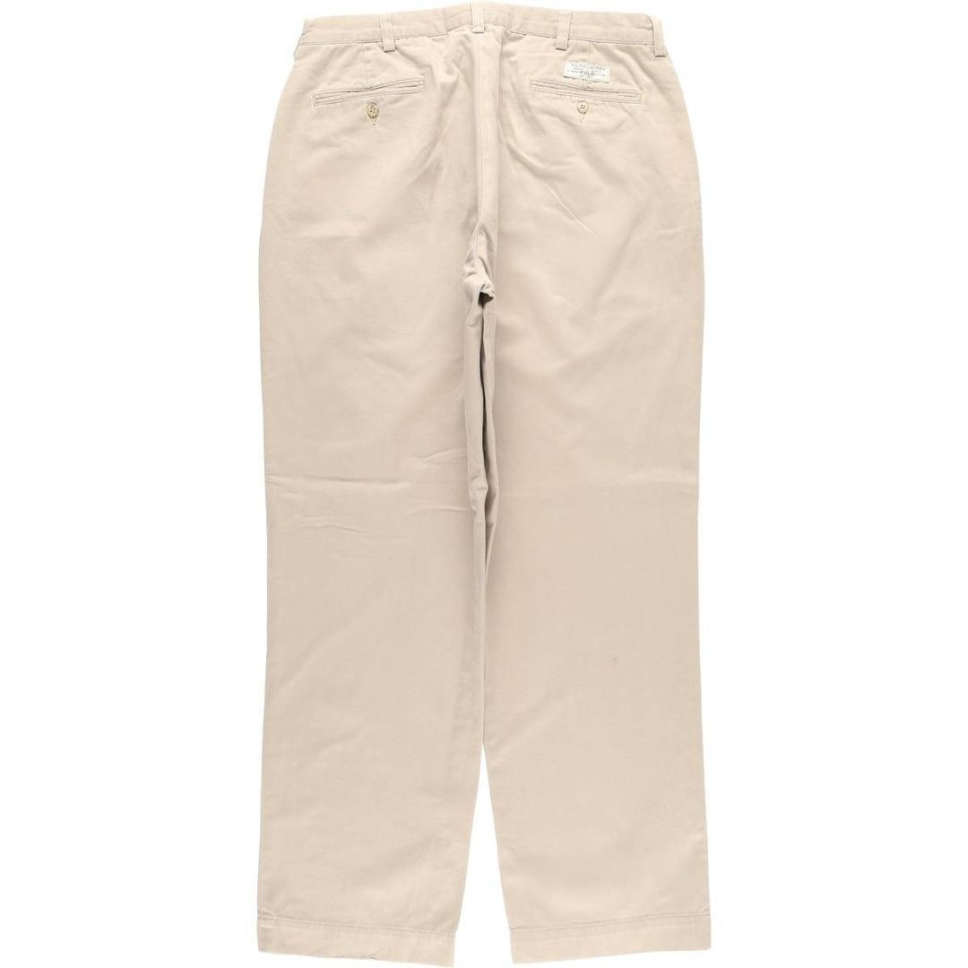 Ralph Lauren POLO by Ralph Lauren ANDREW PANT Two-pleat chino pants for men, equivalent to W34 cotton beige type brown Vintage Second Hand