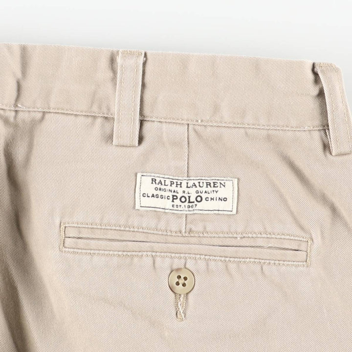 Ralph Lauren POLO by Ralph Lauren ANDREW PANT Two-pleat chino pants for men, equivalent to W34 cotton beige type brown Vintage Second Hand