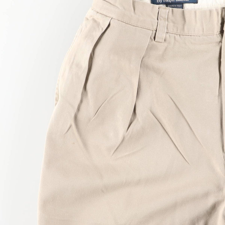 Ralph Lauren POLO by Ralph Lauren ANDREW PANT Two-pleat chino pants for men, equivalent to W34 cotton beige type brown Vintage Second Hand