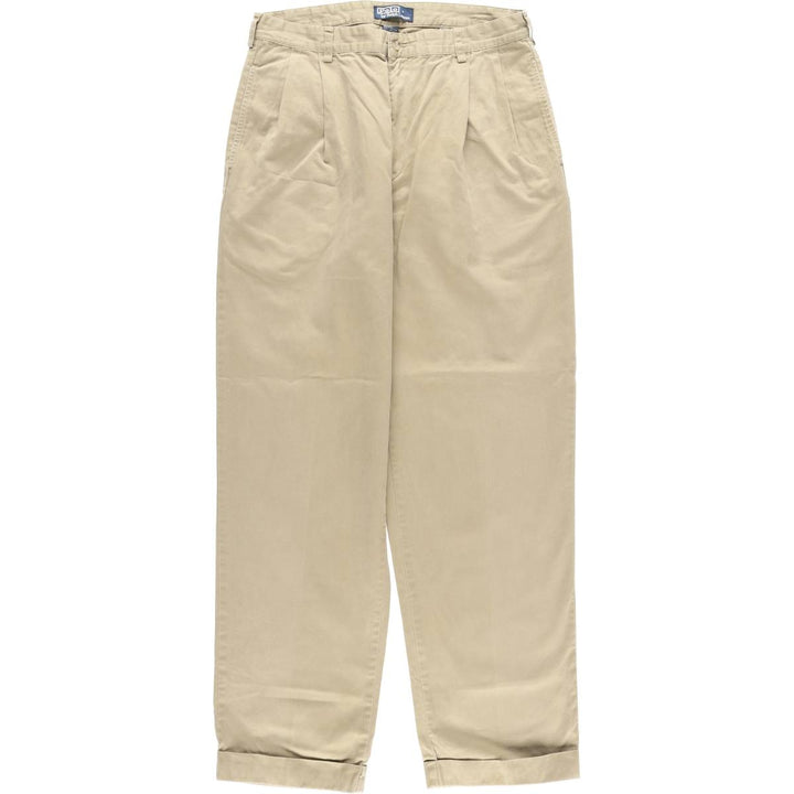Ralph Lauren POLO by Ralph Lauren HAMMOND PANT, two-pleat chino pants, men's, w34 equivalent cotton beige type brown Vintage Second Hand