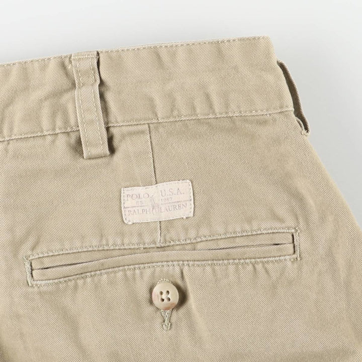 Ralph Lauren POLO by Ralph Lauren HAMMOND PANT, two-pleat chino pants, men's, w34 equivalent cotton beige type brown Vintage Second Hand